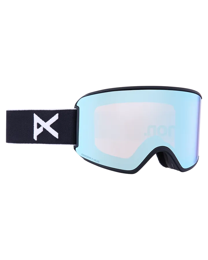 Anon Women's M3 Snow Goggles   Bonus Lens   Mfi® Face Mask - Black/Perceive Variable Blue Lens