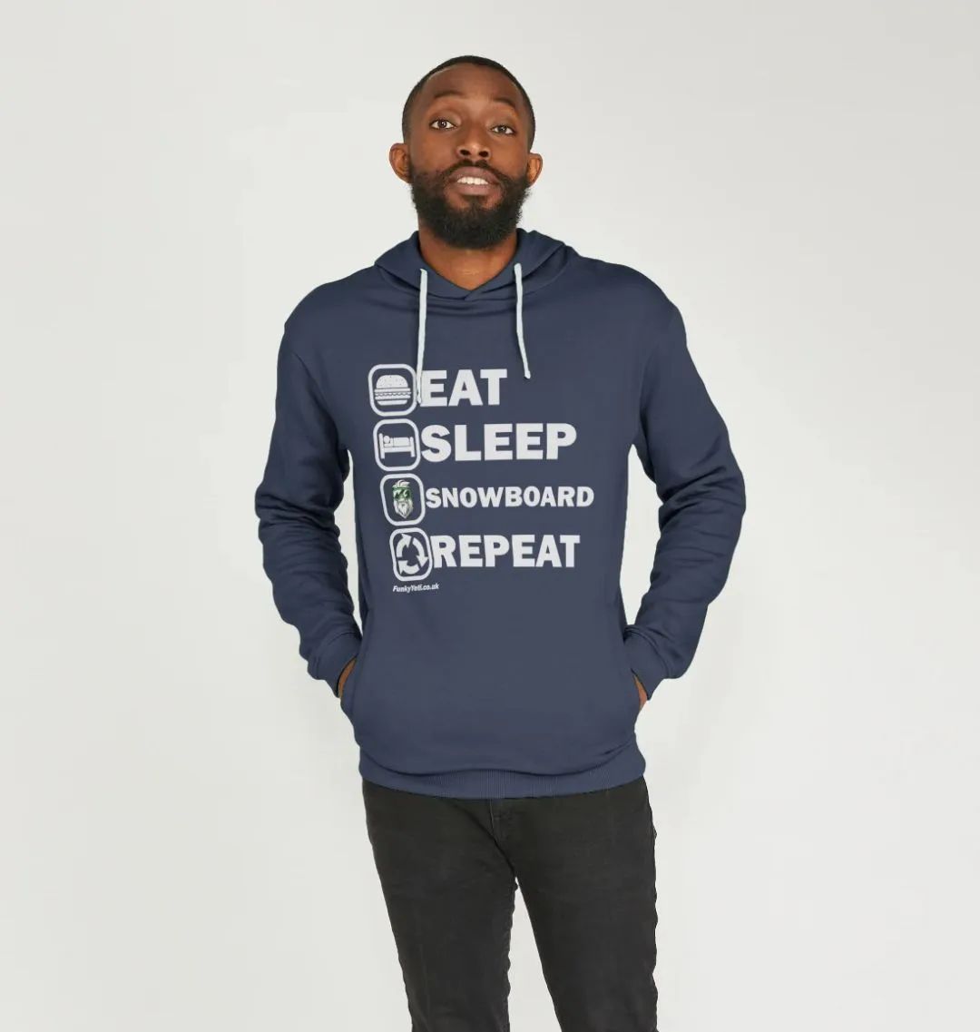 Men's Eat Sleep Snowboard Repeat Organic Pullover Hoodie