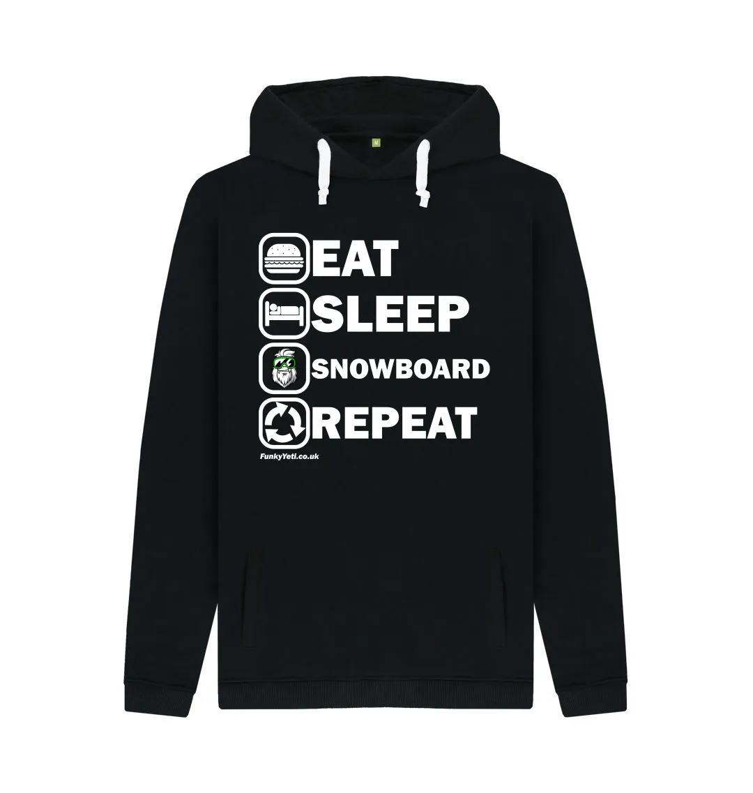 Men's Eat Sleep Snowboard Repeat Organic Pullover Hoodie