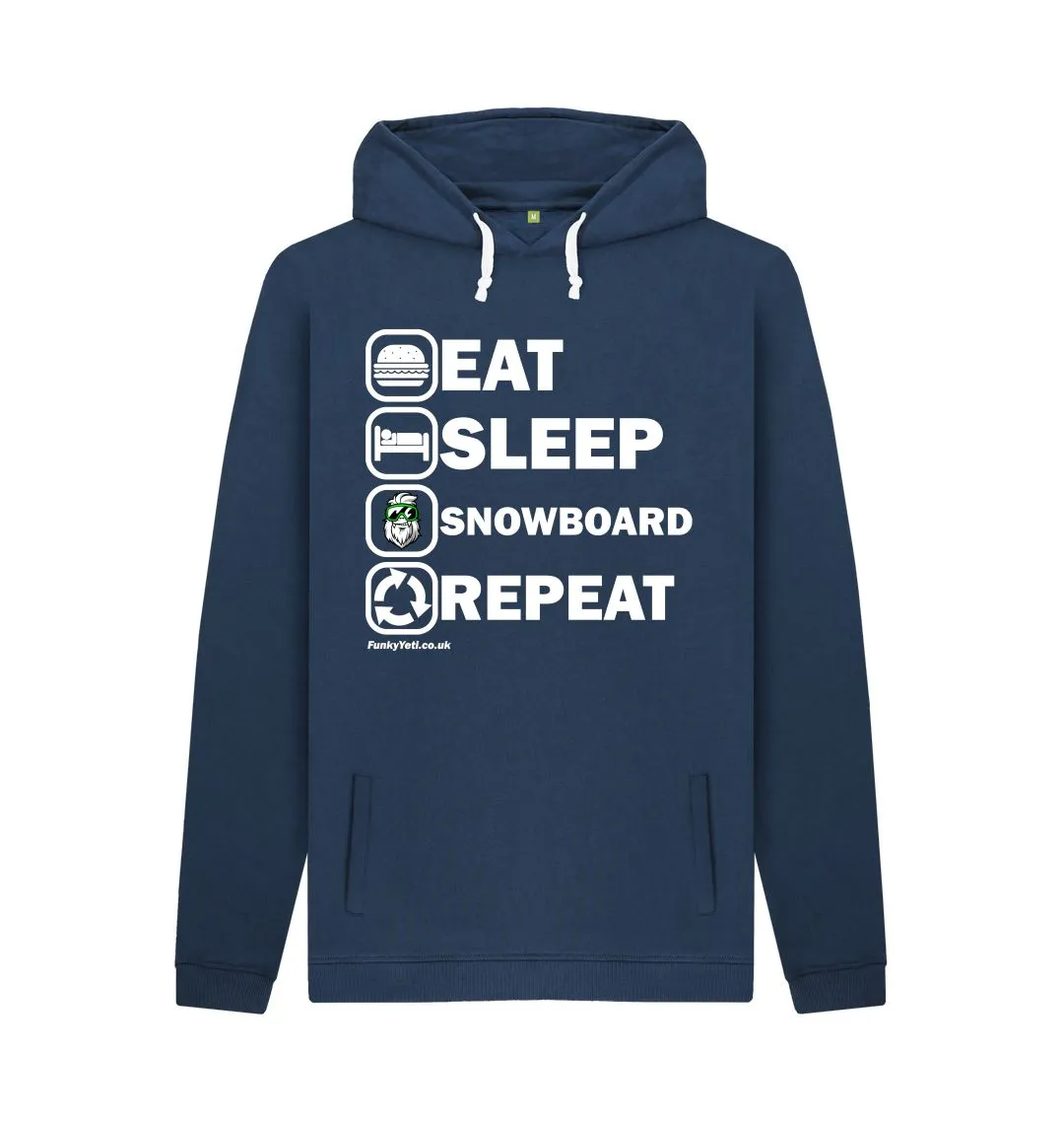 Men's Eat Sleep Snowboard Repeat Organic Pullover Hoodie