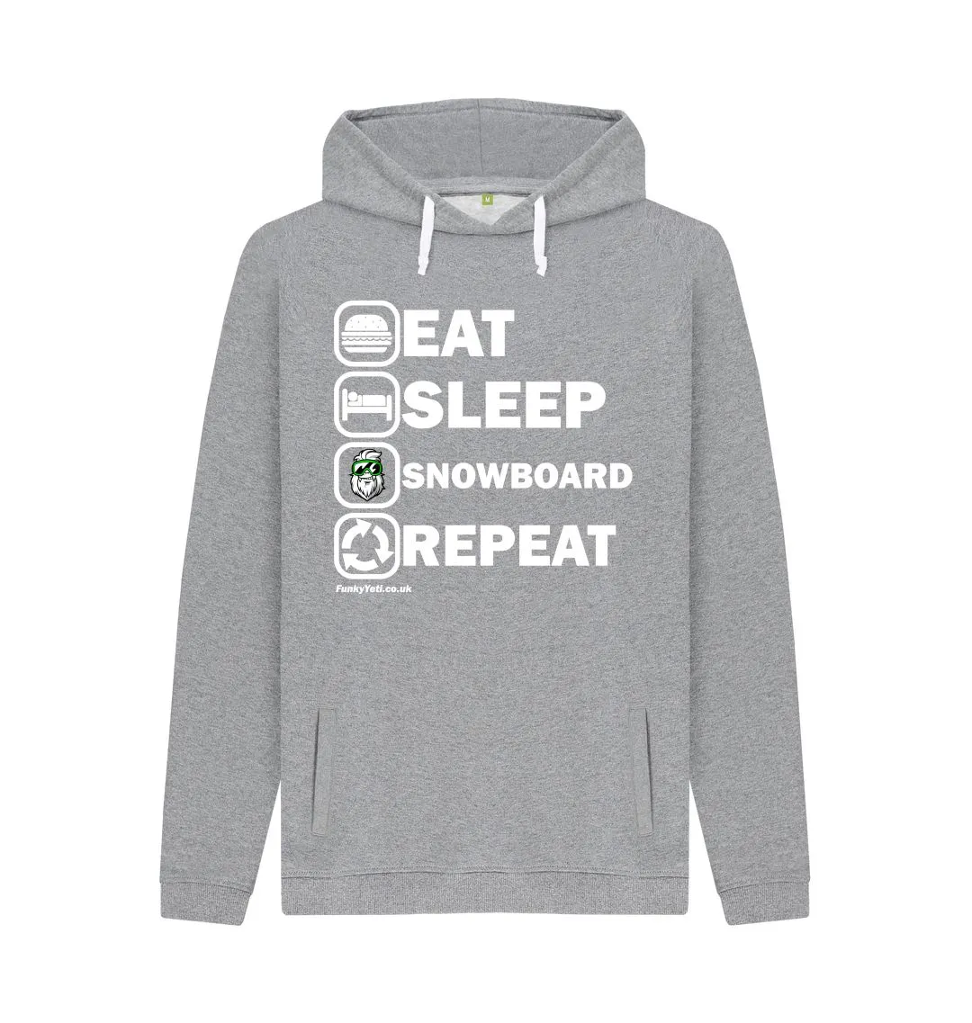 Men's Eat Sleep Snowboard Repeat Organic Pullover Hoodie