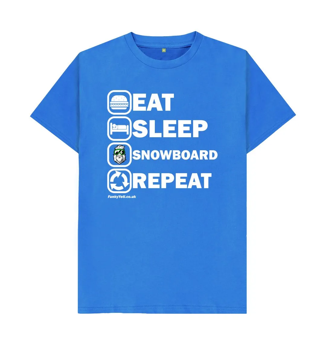 Men's Eat Sleep Snowboard Repeat Organic Tee