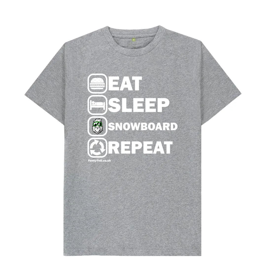 Men's Eat Sleep Snowboard Repeat Organic Tee