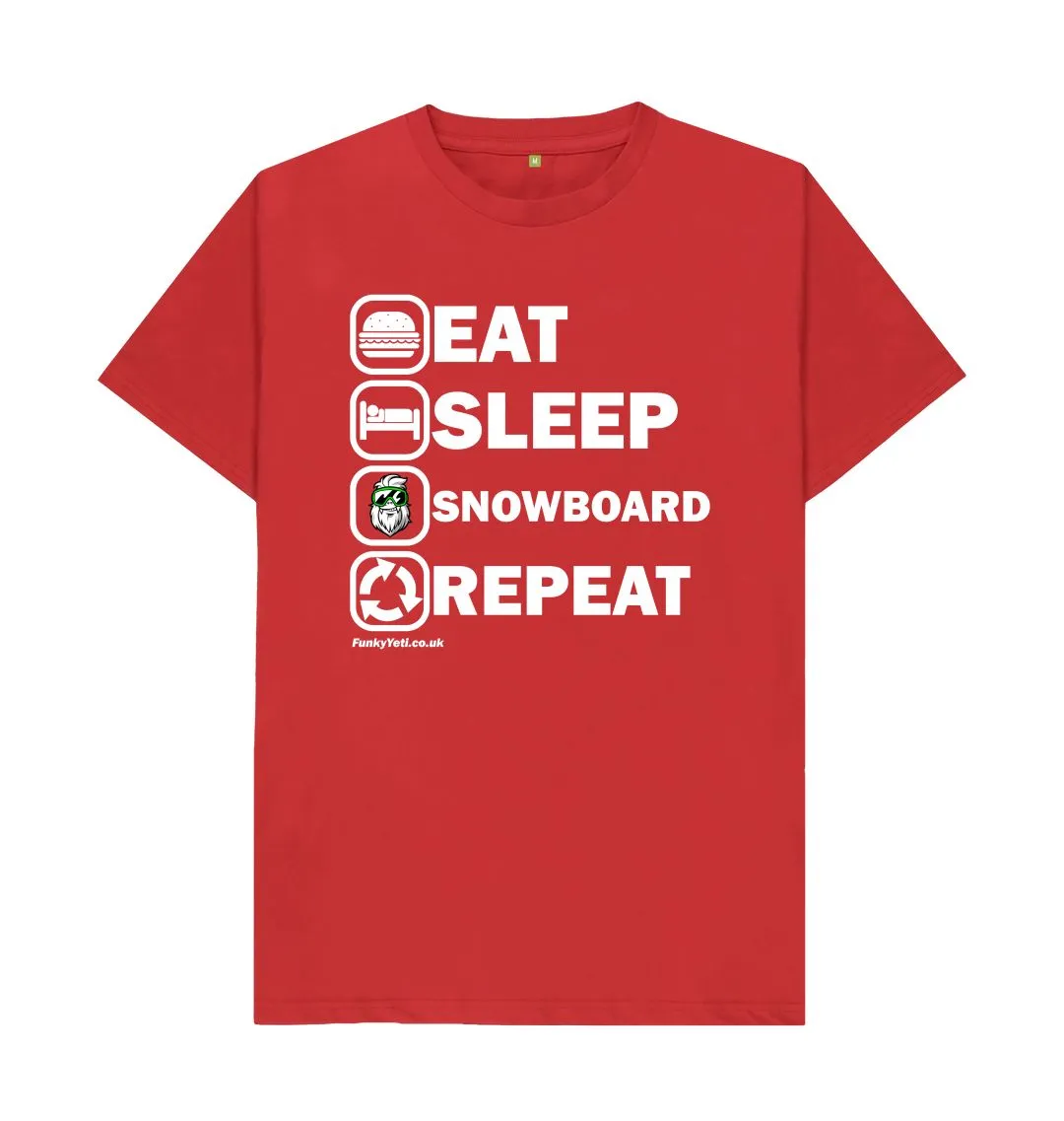 Men's Eat Sleep Snowboard Repeat Organic Tee