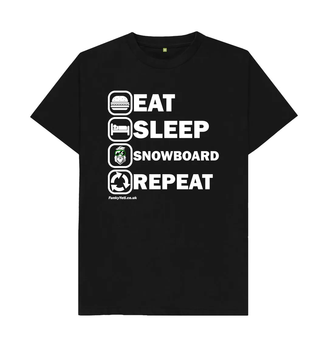 Men's Eat Sleep Snowboard Repeat Organic Tee