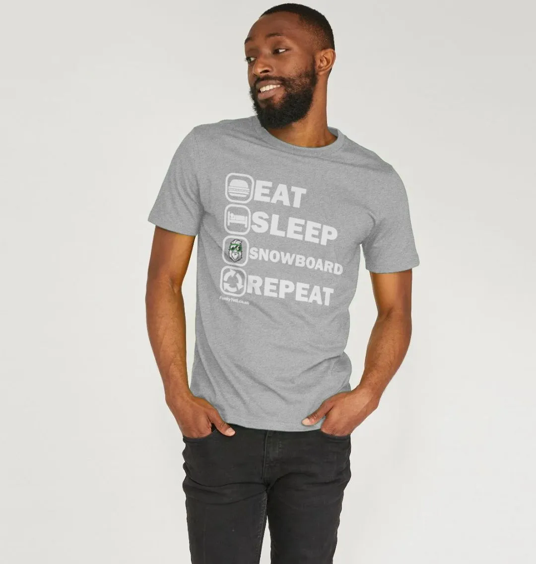 Men's Eat Sleep Snowboard Repeat Organic Tee