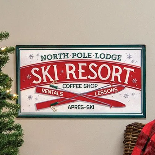 North Pole Lodge Ski Resort Metal Sign