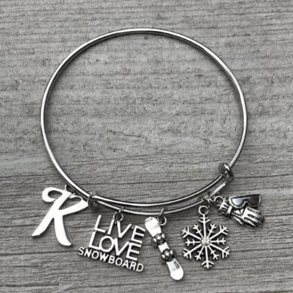 Personalized Snowboarder Bangle